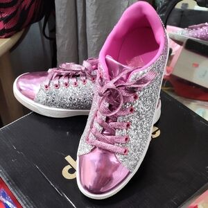 Pink and Silver Glitter Women's Sneakers